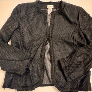 NWOT Women's Villager Liz Claiborne Hook Front Woven Jacket Black Size 16